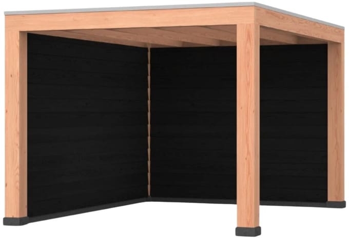 Douglas overkapping, 300 x 400, met achterwand en zijwand, Westwood Modern Basic zwart