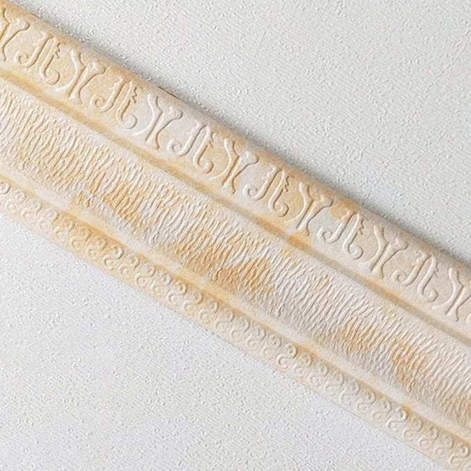 2 Pièces 90' X 3' Inserts en Mousse Flexible Auto-Adhésifs pour Bordures de Ligne Murale Décorative 3D Collées pour Maison, Bureau beige