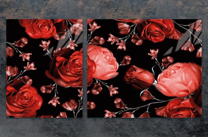 TMK ArtDeko Serie - Snijplank - 100x52 cm - Rozen - Tempered Glas