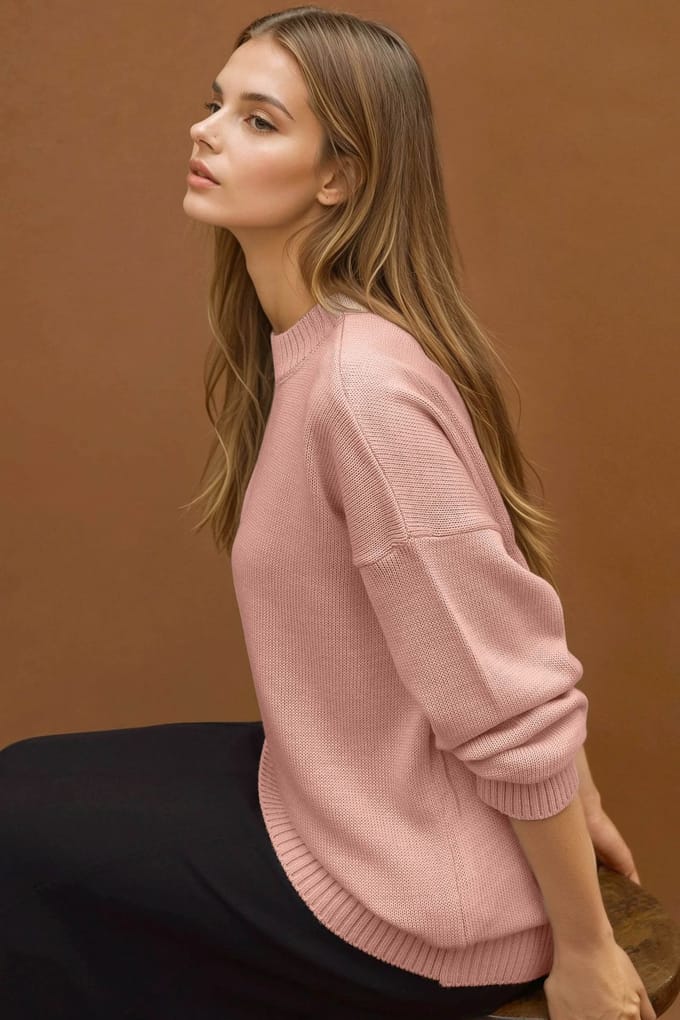 Dikke Gebreide Crewneck Lange Trui