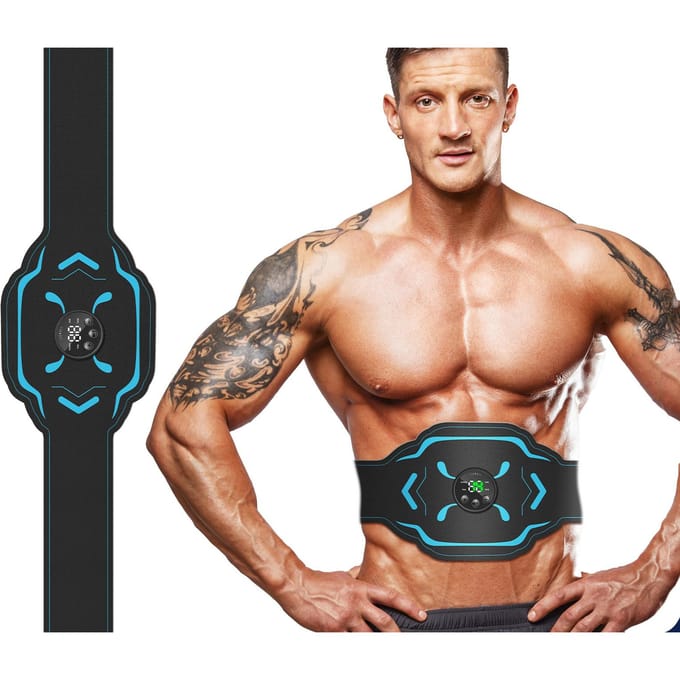 Oplaadbare EMS Taille Trainer - Auto Timer Buikmasseerder, Slimme Riem voor Spierontspanning & Thuis Afslanken beige