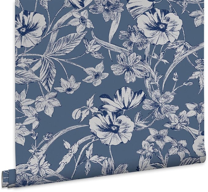 Laura Ashley Summerhill Behang - Bloemen - 10mx52cm - Blauw