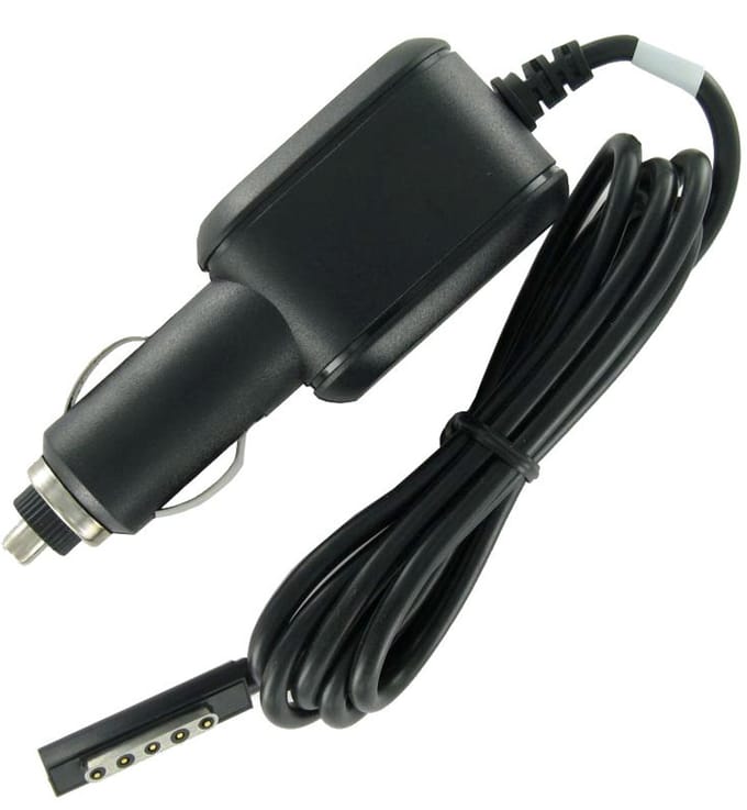DrPhone Autolader Sigarettenaanstekerplug (DC-aansluiting) - Geschikt voor Microsoft Surface RT, RT2, RT 2 - 12V 2A - Magnetische Connector - 1.2M - Zwart