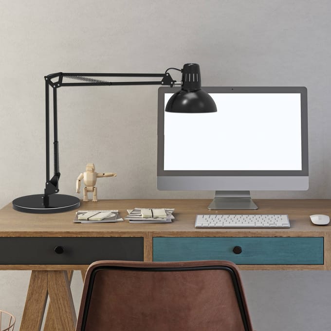 MAULstudy Bureaulamp - Metaal - Zwart - E27 Fitting - Kantelbare Arm - Tafellamp