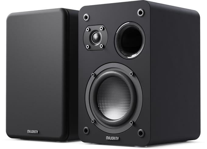 Majority D70X Passive Bookshelf Speakers - 60W RMS - Stereo - Ingebouwde Woofer en Tweeter - Zwart