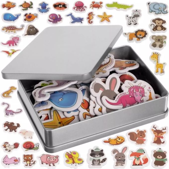 Kruzzel Magnetische Dieren: 40 Kleurrijke Educatieve Magneten