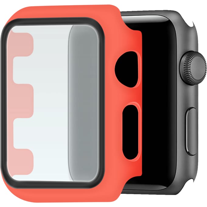 Apple Watch Hoesje met Screenprotector gehard glas - 44mm - Rood