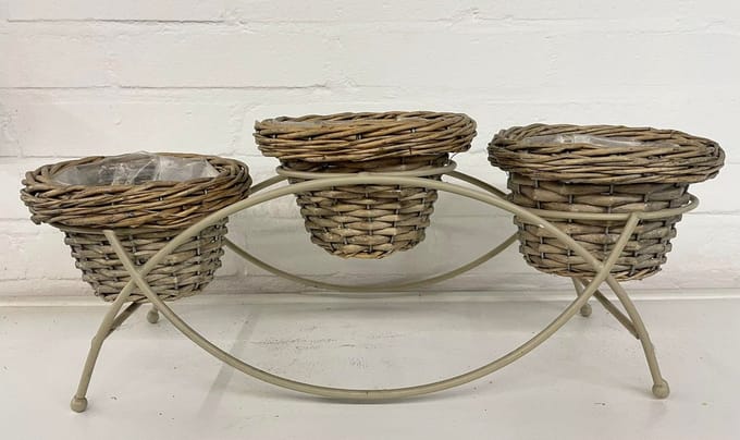 Cachepot / Bloempot 3delig met staander 50x25x16cm