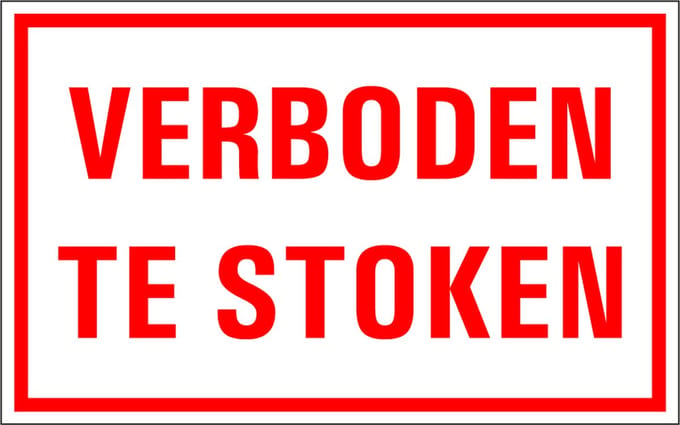 Verboden te stoken sticker 400 x 250 mm