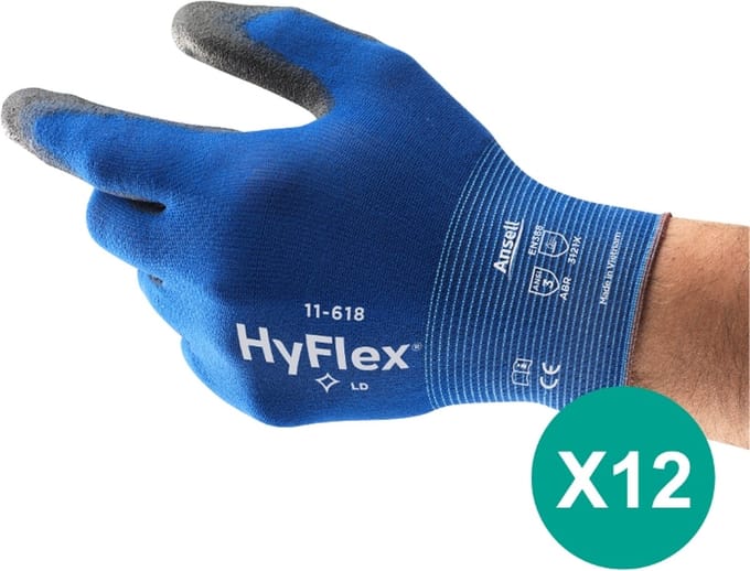 HyFlex® 11-618 - Werkhandschoen, DIY, Tuin, S, Blauw, 12 paar
