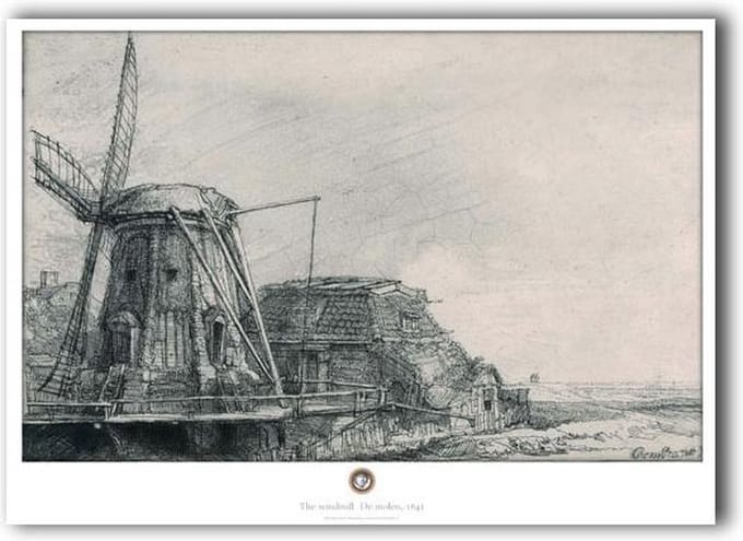 Poster ,50 x 70 , De molen, Rembrandt