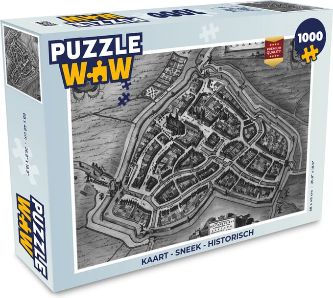 Puzzel Kaart - Sneek - Historisch - Legpuzzel - Puzzel 1000 stukjes volwassenen