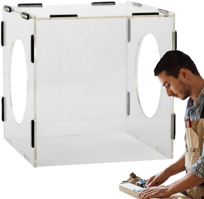Polijstmachine Stofbak - Stofafzuiging Tafel - Schoon Werken - Transparant Ontwerp - 20x20x20 cm - Transparant