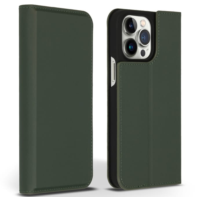 Accezz Hoesje - Geschikt voor Apple iPhone 14 Pro Max - Premium Leather Slim Bookcase - Groen