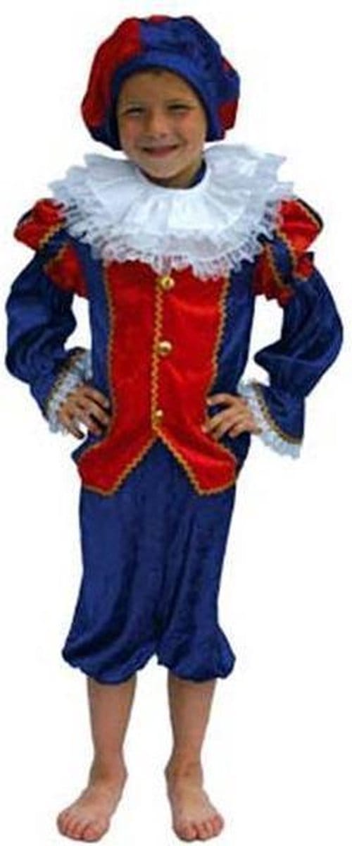 Piet Kostuum Blauw/Rood mt 152