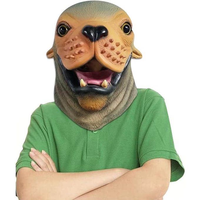 Masque de mascarade amusant en forme de tête d'animal mignon phoque One size fits all adults vert