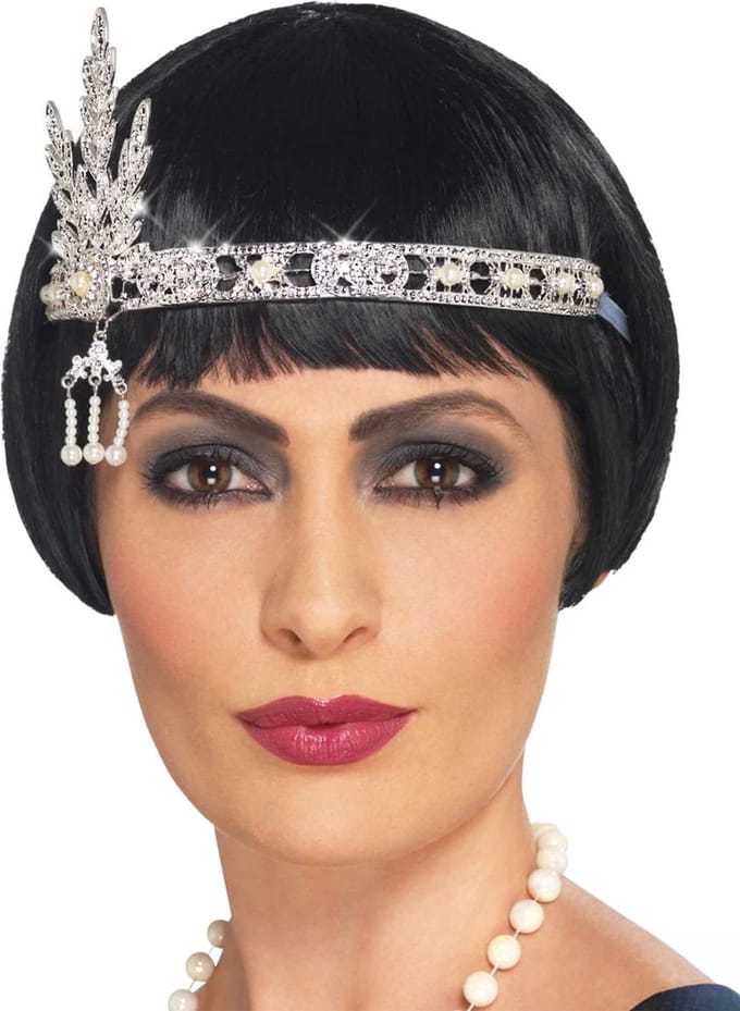 Smiffys - Flapper Jewel Kostuum Haarband - Zilverkleurig