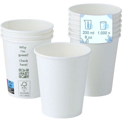 GGM Gastro (1000 Stück) Pappbecher - 200ml - Ø 80mm - Weiß