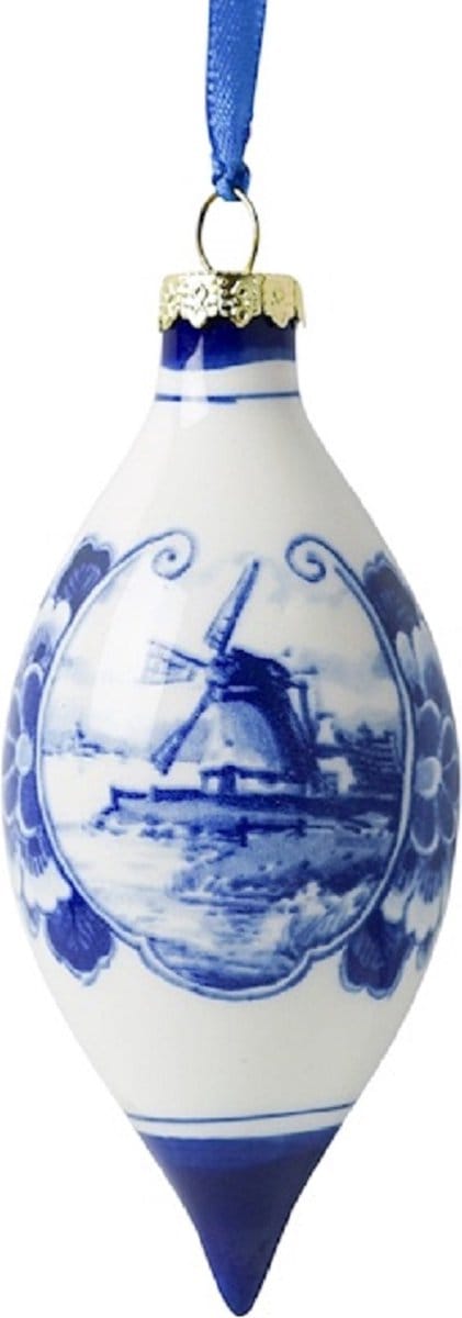 Kerstpegel Landschap - Delfts blauw - Keramiek - 7 cm