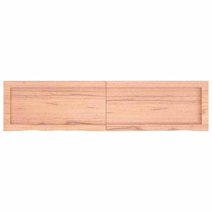vidaXL - Wandschap - 120x30x(2-4)cm - behandeld - massief - eikenhout - lichtbruin