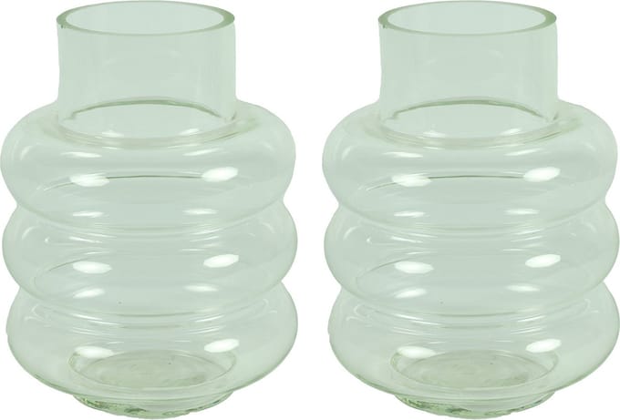Countryfield Bloemenvaas Bubbles - 2x - helder transparant - glas - D17 x H22 cm