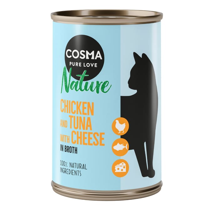 24x140g Kip & Tonijn met Kaas Cosma Nature Kattenvoer nat