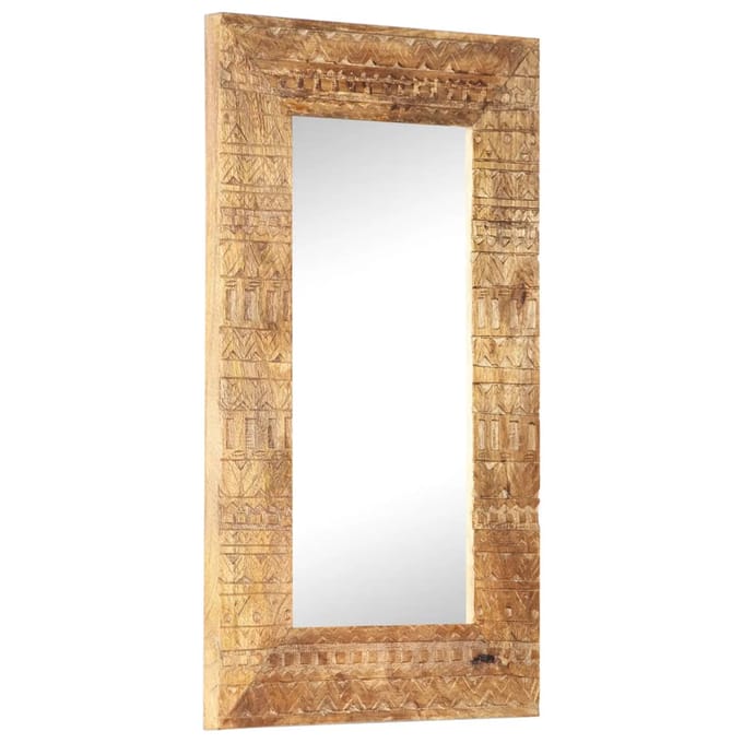 vidaXL - Spiegel - handgesneden - 80x50x2,5 - cm - massief - mangohout