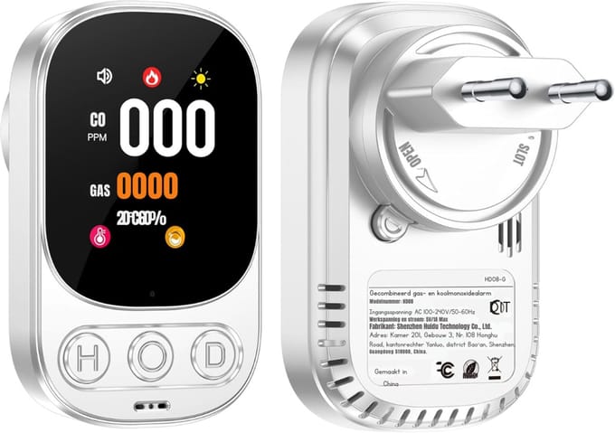 SAVI® Koolmonoxidemelder - Koolmonoxidemelders - Zilver - ‎9cm x 6cm x 4cm