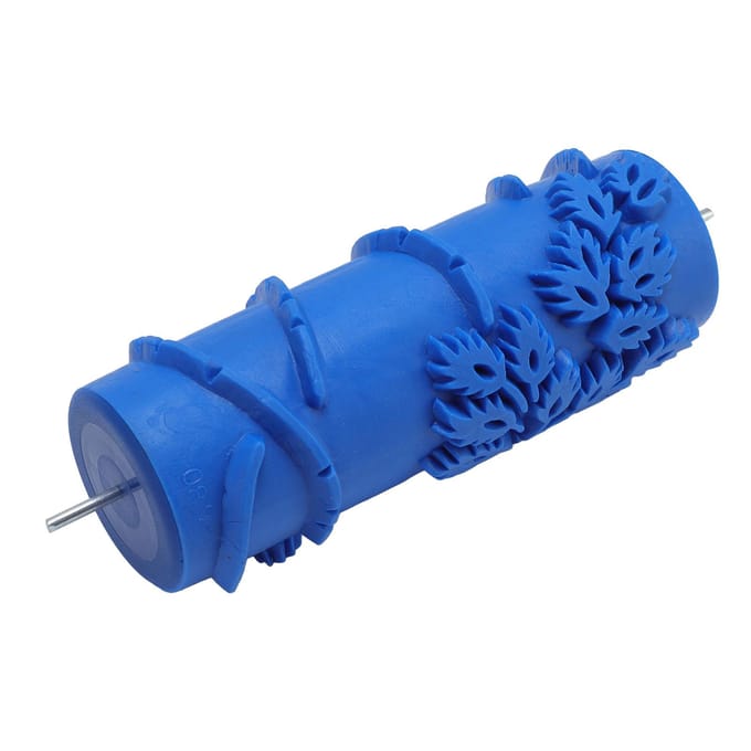 5 Inch Patroon Verfroller Wasbaar Herbruikbaar Rubber Decoratieve Textuurroller voor Muur Meubels blue