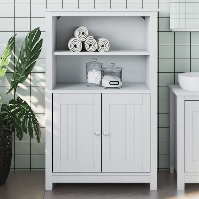 vidaXL - Badkamerkast - BERG - 69,5x34x110 - cm - massief - grenenhout - wit
