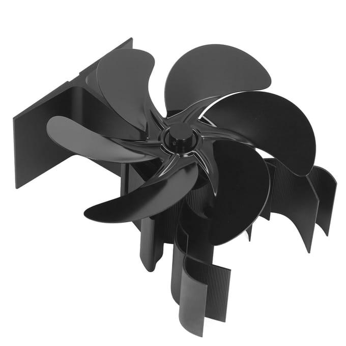 Houtkachelventilator 6 Bladen Warmteaangedreven Brandende Openhaardventilator Circuleert Warme Energiebesparende Hoog black