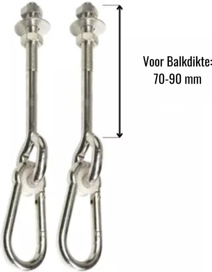2 Stuks Schommelhaken met Karabijnhaak M12 100mm