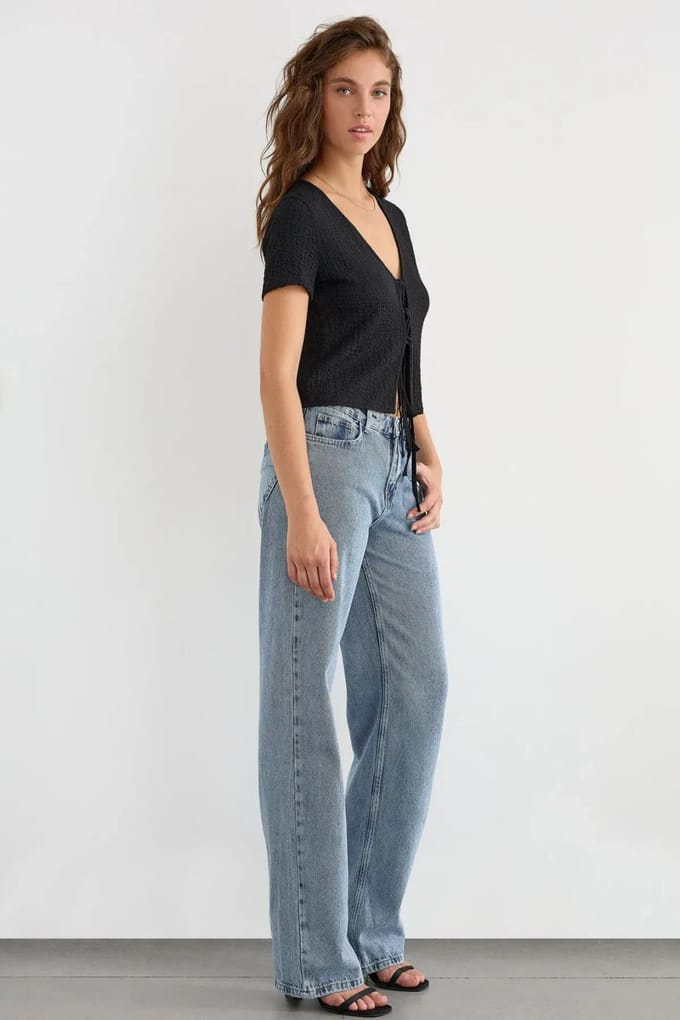 Korte Mouwen Blouse met Strikdetail