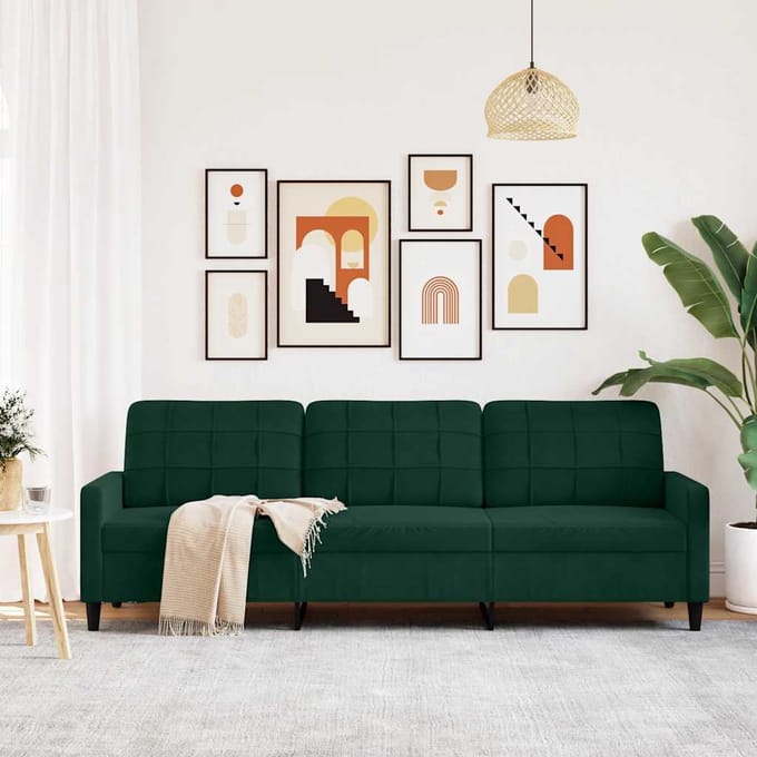 vidaXL - Driezitsbank - 210 - cm - fluweel - donkergroen