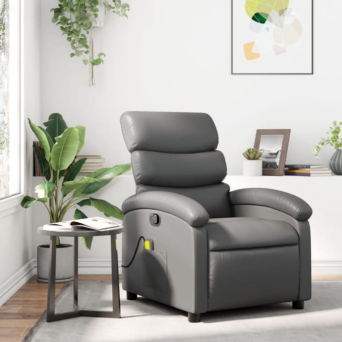 vidaXL - Massagestoel - van - grijs - kunstleer