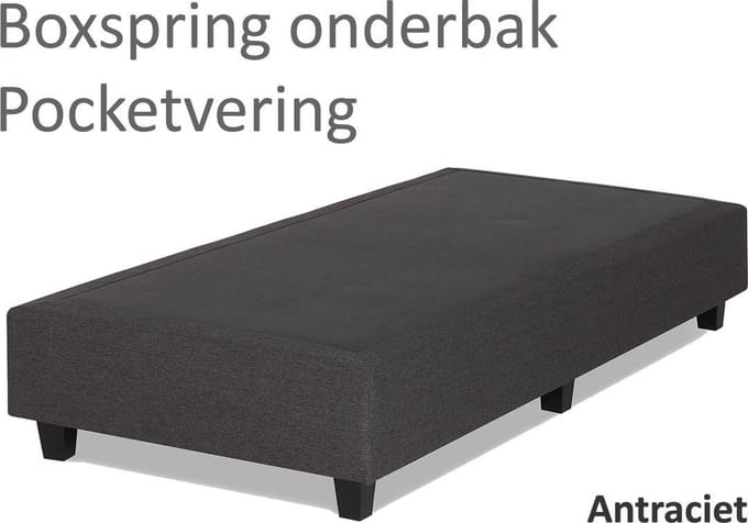 Boxspringonderbak Pocketvering, 80 x 210, Antraciet | Losse boxspring | Boxspring bedbodem | Boxspring onderstel | Pocketboxspring | Boxspring zonder matras