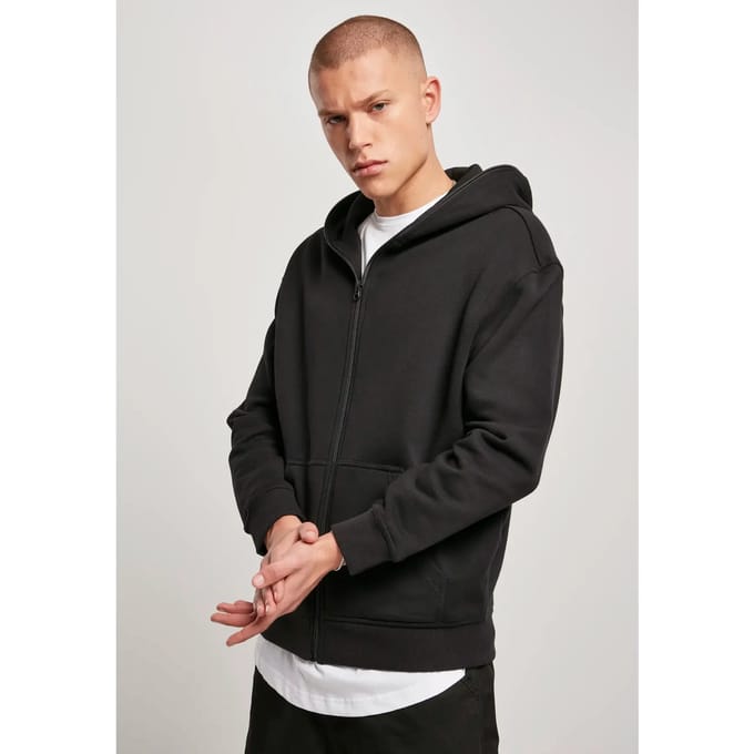 Urban Classics - Organic Full Vest met capuchon - M - Zwart