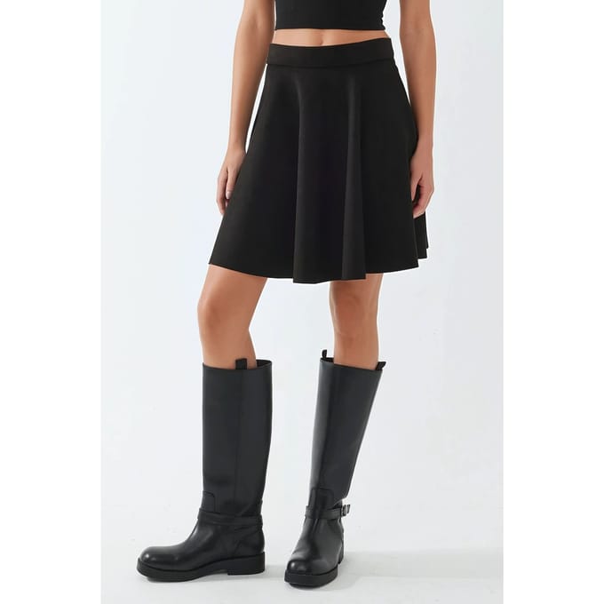 Hoge Taille Faux Suède Minirok met Ritsluiting