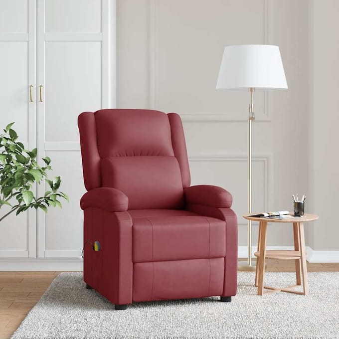 vidaXL Massagestoel kunstleer wijnrood