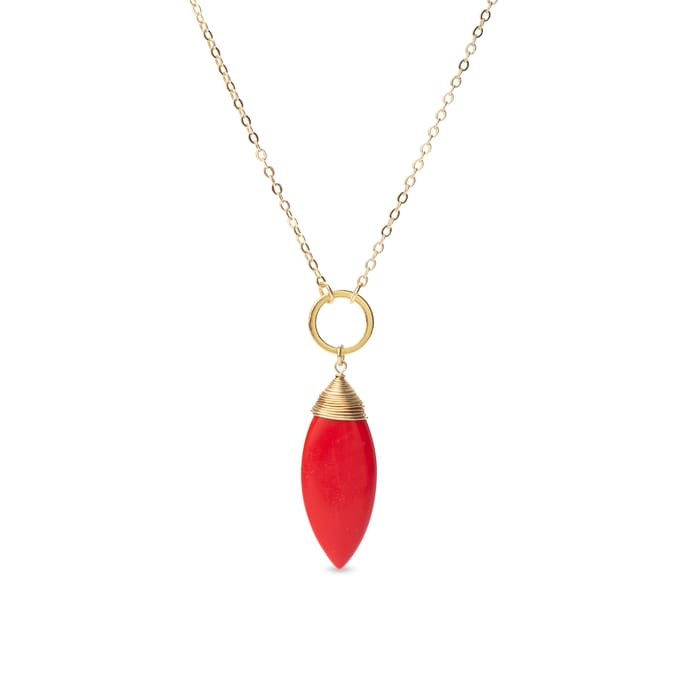 Luxenter collier, metaallegering en koralen collier met 18K vergulde afwerking