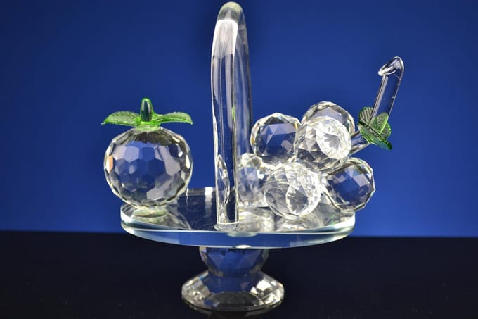 Kristallen Fruitmand Decoratie – Luxe Mini Schaal met Fruit en Druiven | Model 055