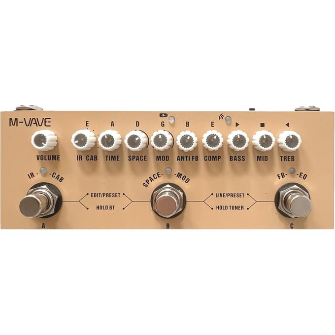M-VAVE CUBE BABY Draagbaar multifunctioneel bas-gecombineerd effectpedaal met draadloze muziekweergave for Acoustic Guitar geel