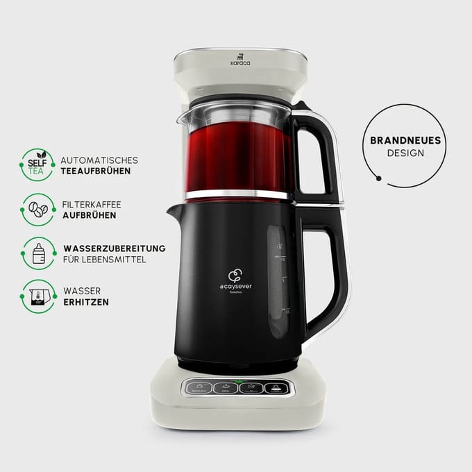 Karaca Çaysever Robotea Pro - Theemaker en koffiezetapparaat - 4-in-1 multifunctioneel - 2500W vermogen - Automatisch en sprekend systeem