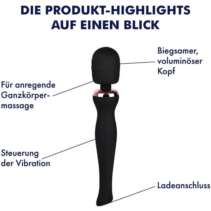 EIS, vibrator, 'XXL siliconen massage-apparaat', 20 programma's, waterdicht, zwart
