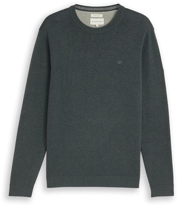 Tom Tailor - Basic gebreide trui van katoen - Maat L - darkest olive melange