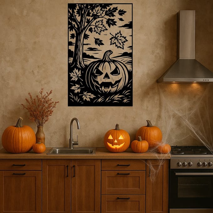 BR2Laser Halloween – Wanddecoratie – Lasergesneden Hout –Herfstkunst – 55 cm Hoog