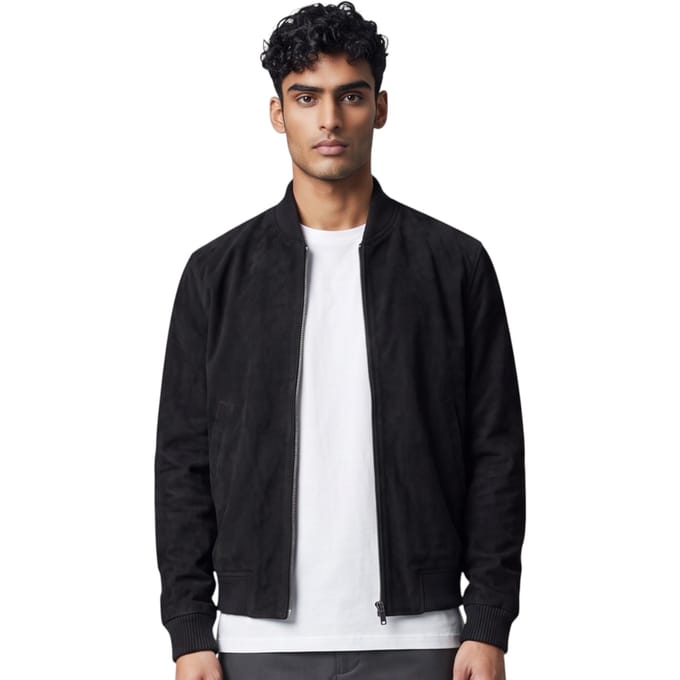 Mens Black Goat Suede MA-1 Bomberjack-Antalya