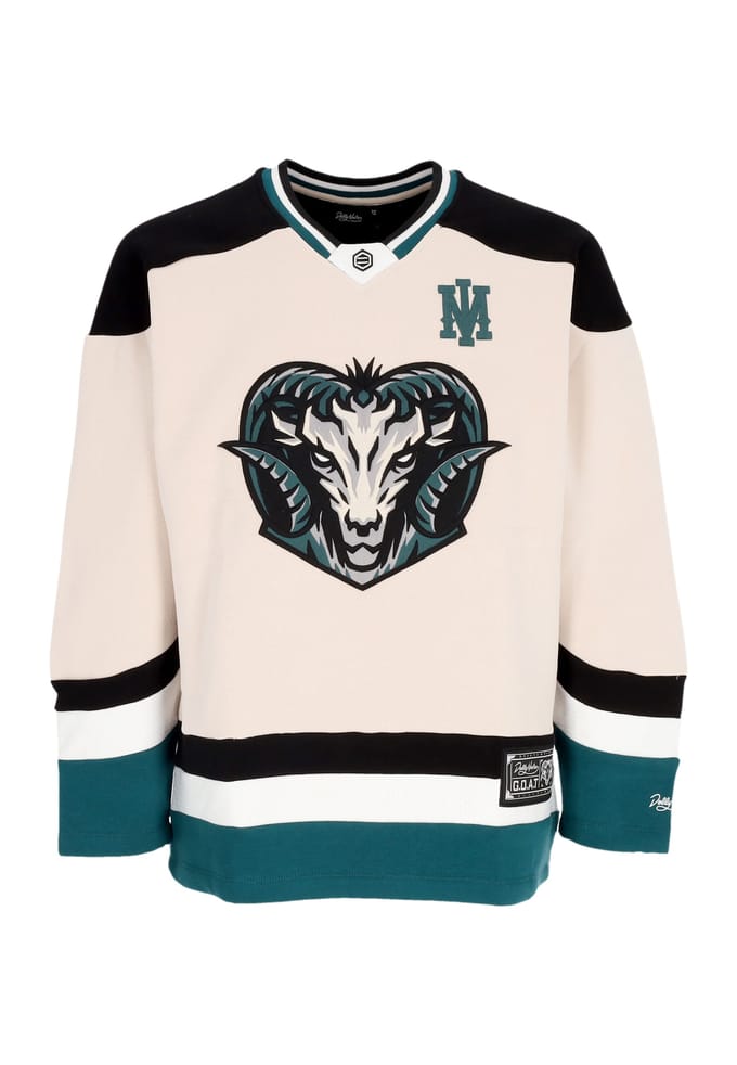 Type hockey man Goat Hockey Crewneck Beige