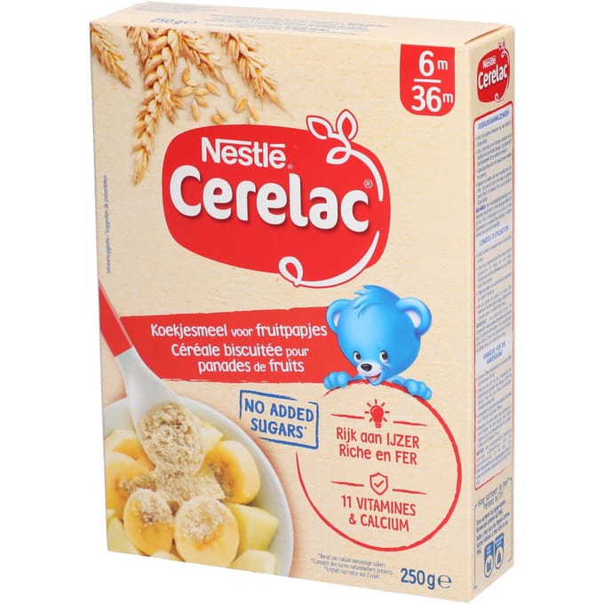 Nestlé® Cerelac Koekjesmeel voor Fruitpapjes 6m - 36m 250 Beslag