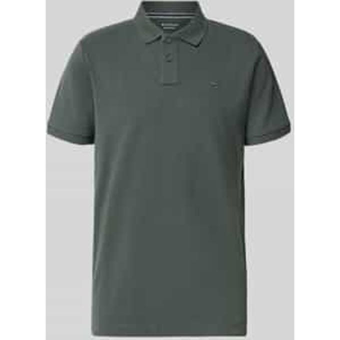 Tom Tailor - Piqué-poloshirt met geborduurd logo - Maat S - Darkest Olive